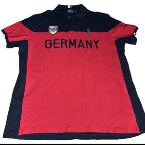 Polo Ralph Lauren Germany Shirt Custom Fit Red Black Embroidered DEU
